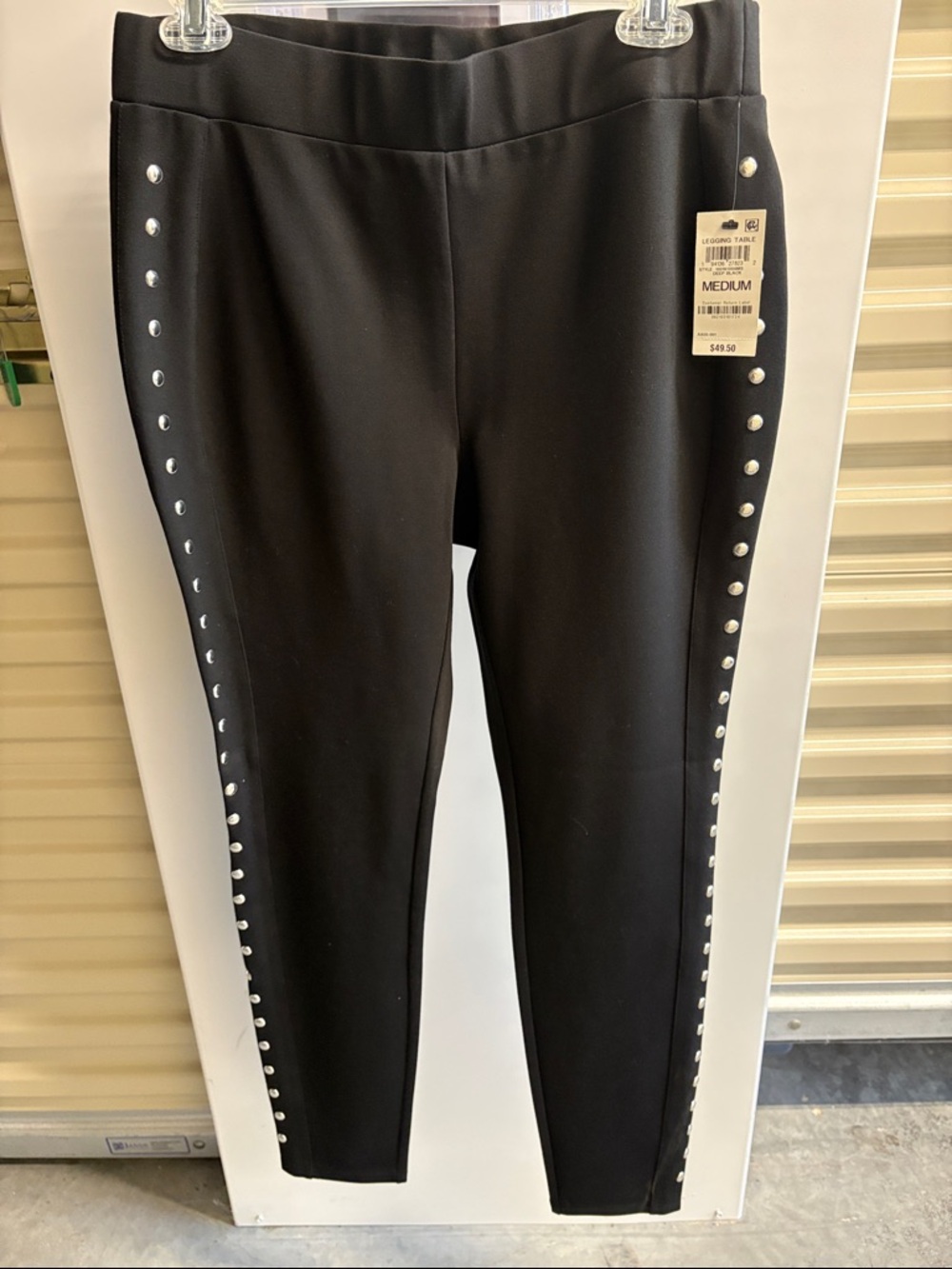 Bar III Black Leggings with Silver Stud Trim